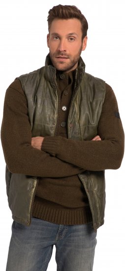 JP1880 Quilted Gilet Vintage Leather Green - Geci - Geci Bărbați Mărimi Mari