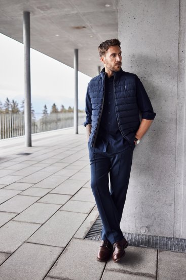 JP1880 Quilted Vest Techno Down Padding Navy - Geci - Geci Bărbați Mărimi Mari