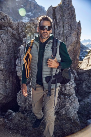 JAY-PI Lightly Quilted Vest with Stomach Fit Grey - Geci - Geci Bărbați Mărimi Mari