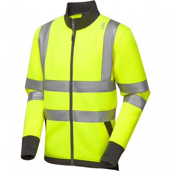 Leo Arganite Ecoviz Zipped Sweatshirt Hi-Vis Yellow - Haine de lucru - Haine de lucru Bărbați Mărimi Mari