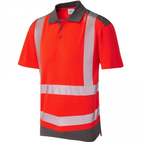 Leo Peppercombe Ecoviz Performance+ Dual Colour Polo Shirt Hi-Vis Red/Grey - Haine de lucru - Haine de lucru Bărbați Mărimi Mari