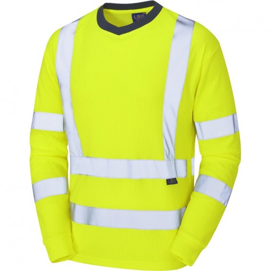 Leo Riverton Ecoviz Comfort Sleeved T-Shirt Hi-Vis Yellow - Haine de lucru - Haine de lucru Bărbați Mărimi Mari