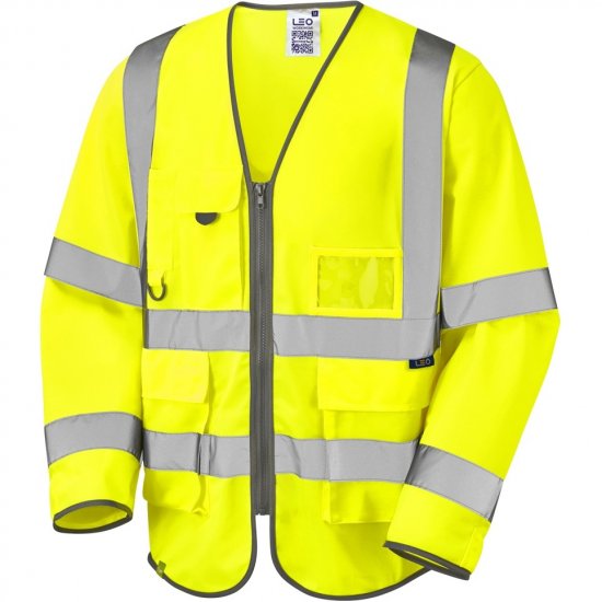 Leo Wrafton Ecoviz Superior Sleeved Waistcoat Hi-Vis Yellow - Haine de lucru - Haine de lucru Bărbați Mărimi Mari