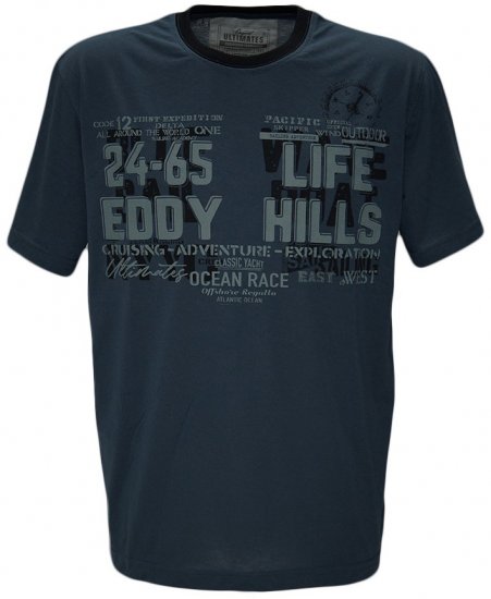 EDDY HILLS Life T-shirt Navy - Tricouri - Tricouri Bărbați Mărimi Mari