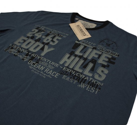 EDDY HILLS Life T-shirt Navy - Tricouri - Tricouri Bărbați Mărimi Mari