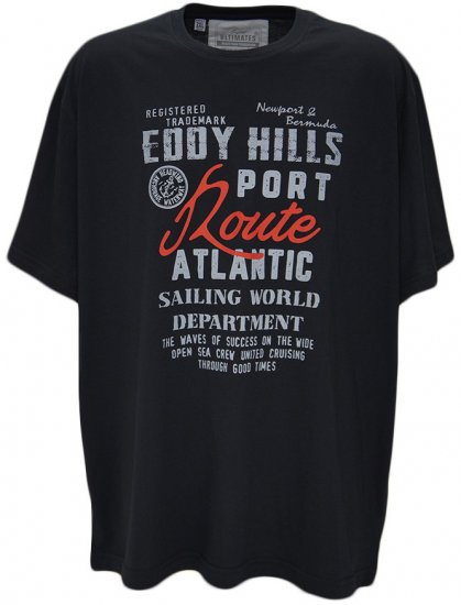 EDDY HILLS Atlantic T-shirt Black - Tricouri - Tricouri Bărbați Mărimi Mari