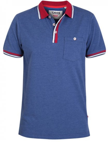 D555 Nigel Polo Denim Blue - Tricouri polo - Tricouri Polo Bărbați Mărimi Mari