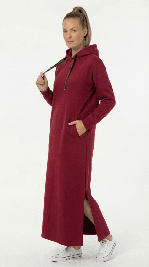Nora Mikken MARTINA Maxi Hoodie Dress Burgundy - ÎMBRĂCĂMINTE FEMEI XS-XXL - 