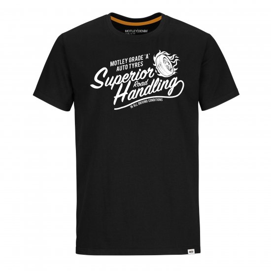 Motley Denim Nottingham T-Shirt White on Black - Tricouri - Tricouri Bărbați Mărimi Mari