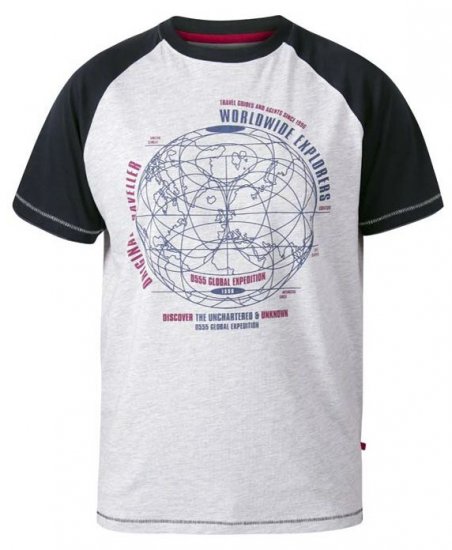 D555 Obama Worldwide Explorers T-Shirt Off White Marl - Tricouri - Tricouri Bărbați Mărimi Mari