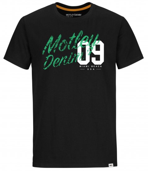 Motley Denim Oxford T-Shirt Green on Black - Tricouri - Tricouri Bărbați Mărimi Mari