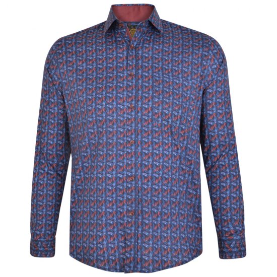 Kam Jeans P005 LS Digital Leaf Print Shirt - Cămăși - Cămăși Bărbați Mărimi Mari