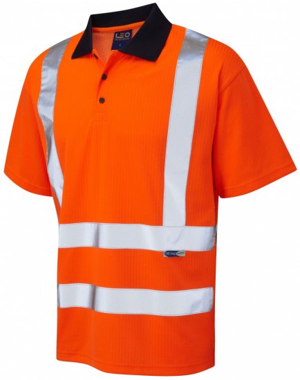 Leo Croyde Comfort Polo Shirt Hi-Vis Orange - Haine de lucru - Haine de lucru Bărbați Mărimi Mari