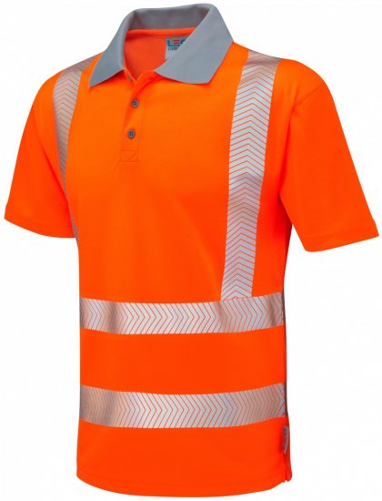 Leo Woolacombe Coolviz Plus Polo Hi-Vis Orange - Haine de lucru - Haine de lucru Bărbați Mărimi Mari
