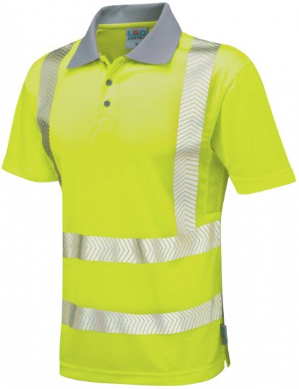 Leo Woolacombe Coolviz Plus Polo Hi-Vis Yellow - Haine de lucru - Haine de lucru Bărbați Mărimi Mari