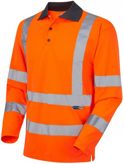 Leo Woolsery Coolviz L/S Polo Shirt Hi-Vis Orange - Haine de lucru - Haine de lucru Bărbați Mărimi Mari