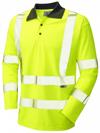 Leo Woolsery Coolviz L/S Polo Shirt Hi-Vis Yellow - Haine de lucru - Haine de lucru Bărbați Mărimi Mari