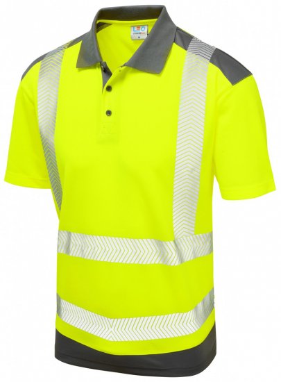 Leo Peppercombe Coolviz Plus Polo Hi-Vis Yellow/Grey - Haine de lucru - Haine de lucru Bărbați Mărimi Mari