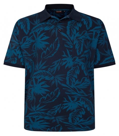 Espionage P222 Tricou polo cu imprimeu frunze albastru marin/teal - Tricouri polo - Tricouri Polo Bărbați Mărimi Mari