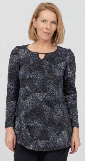 Scandinavian Caramel Triangles Tunic Dark Blue - Tricouri imprimate pentru femei - 