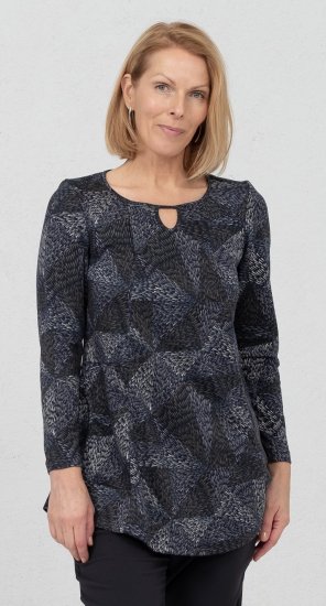 Scandinavian Caramel Triangles Tunic Dark Blue - Tricouri imprimate pentru femei - 