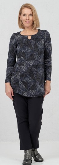 Scandinavian Caramel Triangles Tunic Dark Blue - Tricouri imprimate pentru femei - 