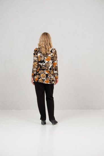 Scandinavian Caramel Flower Petals Tunic Orange and Brown - Tricouri imprimate pentru femei - 