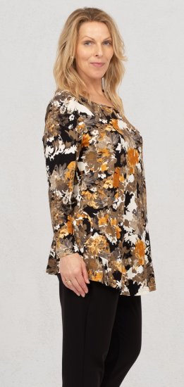 Scandinavian Caramel Flower Petals Tunic Orange and Brown - Tricouri imprimate pentru femei - 