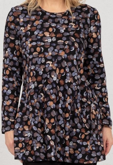 Scandinavian Caramel Flower Petals Tunic Copper and Blue - Tricouri imprimate pentru femei - 