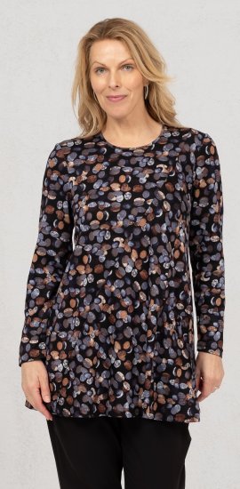 Scandinavian Caramel Flower Petals Tunic Copper and Blue - Tricouri imprimate pentru femei - 
