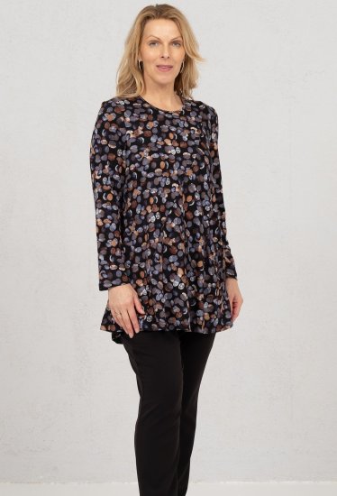 Scandinavian Caramel Flower Petals Tunic Copper and Blue - Tricouri imprimate pentru femei - 