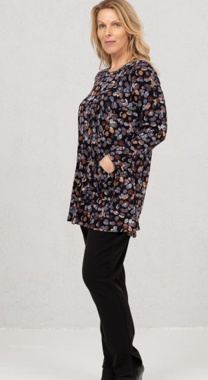 Scandinavian Caramel Flower Petals Tunic Copper and Blue - Tricouri imprimate pentru femei - 