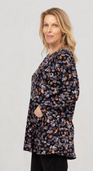 Scandinavian Caramel Flower Petals Tunic Copper and Blue - Tricouri imprimate pentru femei - 