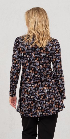 Scandinavian Caramel Flower Petals Tunic Copper and Blue - Tricouri imprimate pentru femei - 