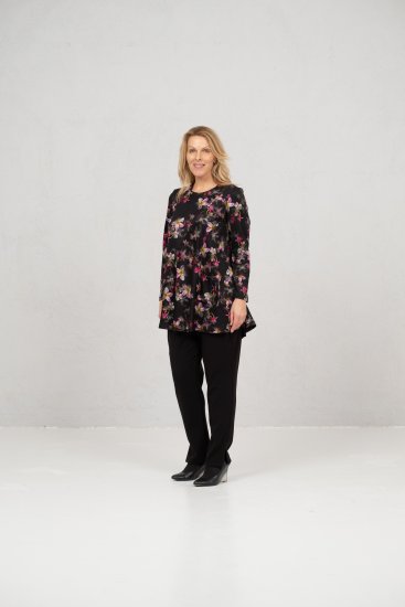 Scandinavian Caramel Flowers Tunic Red and Pink - Tricouri imprimate pentru femei - 