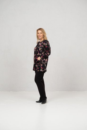 Scandinavian Caramel Flowers Tunic Red and Pink - Tricouri imprimate pentru femei - 