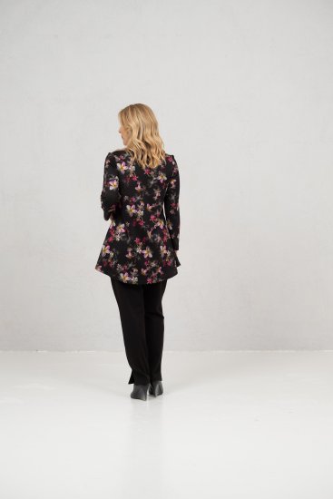 Scandinavian Caramel Flowers Tunic Red and Pink - Tricouri imprimate pentru femei - 