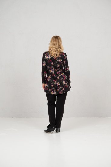 Scandinavian Caramel Flowers Tunic Red and Pink - Tricouri imprimate pentru femei - 
