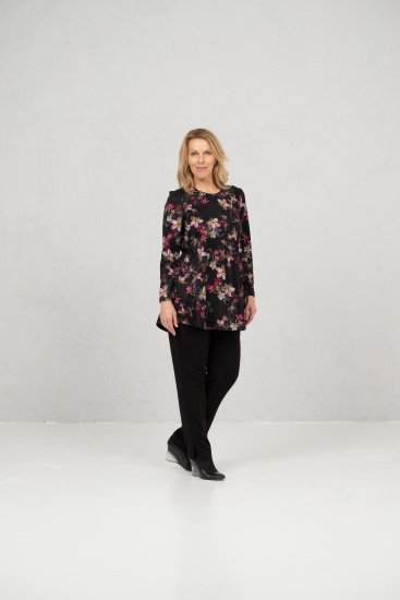 Scandinavian Caramel Flowers Tunic Red and Pink - Tricouri imprimate pentru femei - 