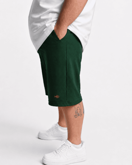 Motley Denim Paris Sweatshorts Racing Green - Pantaloni trening - Pantaloni Trening Bărbați Mărimi Mari