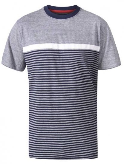 D555 Perkins Crew Neck Cut And Sew Jacquard T-Shirt Navy - Tricouri - Tricouri Bărbați Mărimi Mari