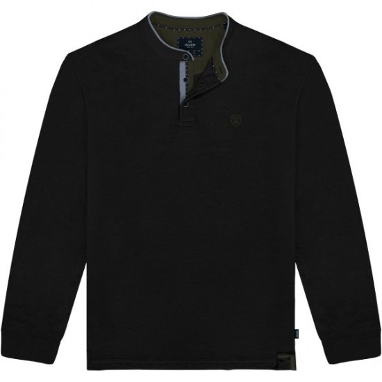 Double Outfitters PS-3099 Polo Shirt Mao Collar Black - Tricouri polo - Tricouri Polo Bărbați Mărimi Mari