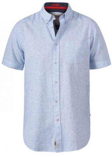 D555 Reid 1 Linen Mix Short Sleeve Shirt Sky Blue - Cămăși - Cămăși Bărbați Mărimi Mari