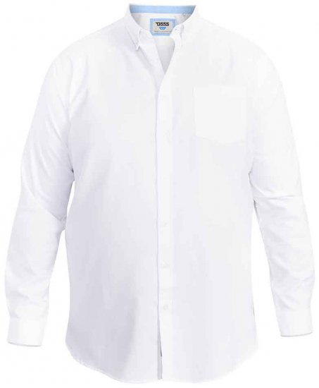 D555 Richard Long Sleeve Oxford Shirt White - Cămăși - Cămăși Bărbați Mărimi Mari