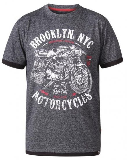 D555 Roman Brooklyn Motorcycles Crew Neck T-Shirt Black Twist - Tricouri - Tricouri Bărbați Mărimi Mari
