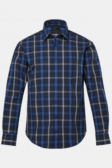 JP1880 Checked Shirt Long Sleeve Kent Collar Anthracite - Cămăși - Cămăși Bărbați Mărimi Mari