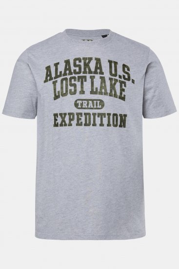 JP1880 T-shirt Short Sleeve Chest Print Grey Melange - Tricouri - Tricouri Bărbați Mărimi Mari