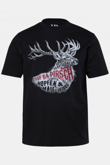 JP1880 T-Shirt Elk Print Black - Tricouri - Tricouri Bărbați Mărimi Mari