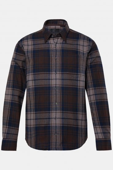 JP1880 Shirt Flannel Long Sleeve Dark Brown - Cămăși - Cămăși Bărbați Mărimi Mari
