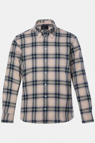 JP1880 Checked Flannel Shirt Long Sleeve Dark Dusty Pink - Cămăși - Cămăși Bărbați Mărimi Mari
